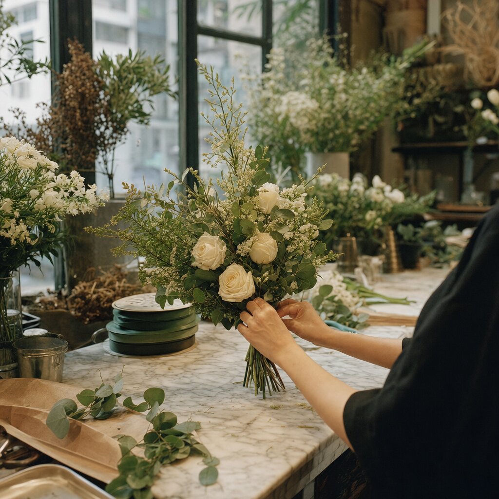 Hayden Blest atelier — florist arranging blooms